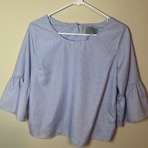 Skies Are Blue - Blue & White Striped Blouse - Small